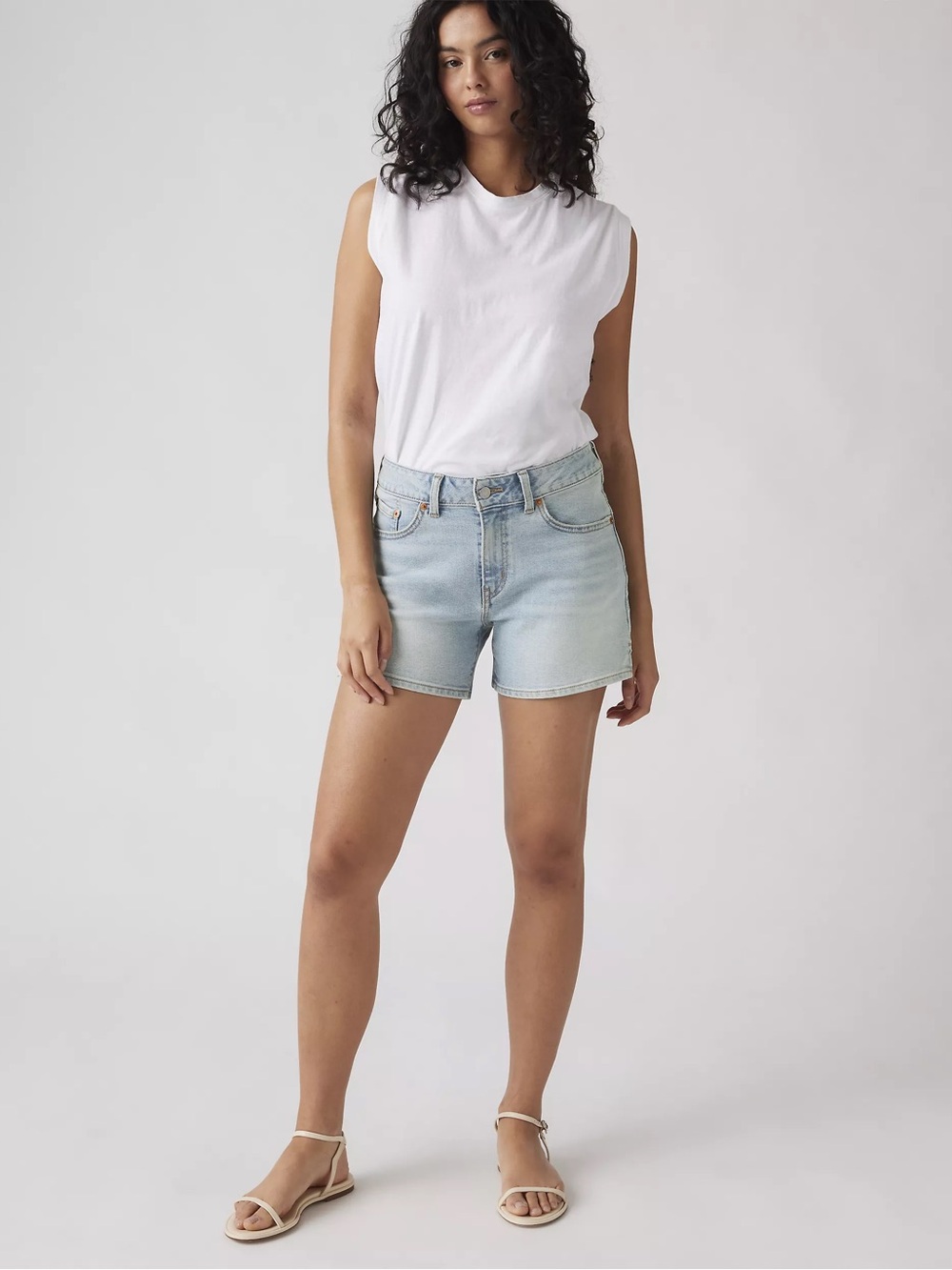 NWT Levi’s A-Line High Rise Shorts Light Wash Denim Relaxed Fit Size 26 Summer